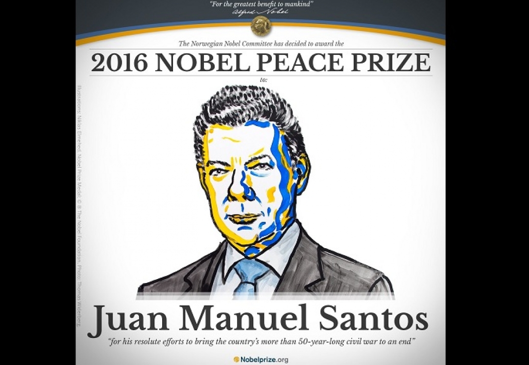 El presidente de Colombia Juan Manuel Santos gana el Nobel de la Paz