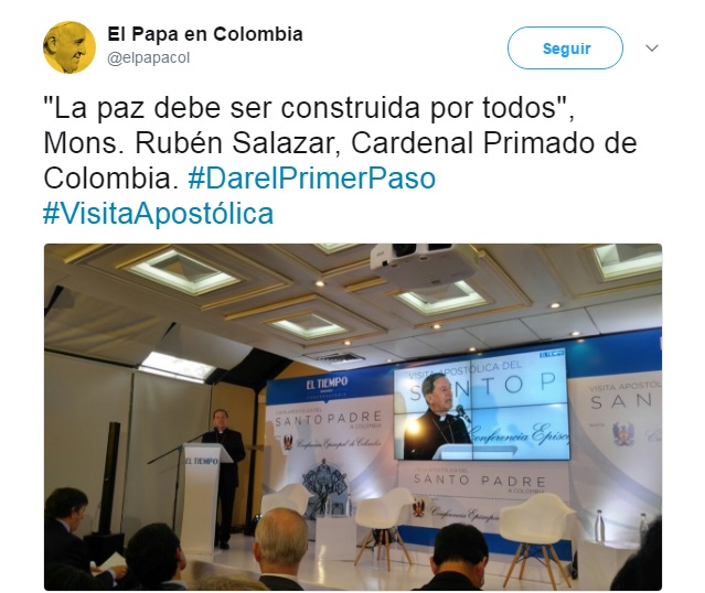 Visita del papa Francisco tiene cuenta oficial en Twitter: @elpapacol