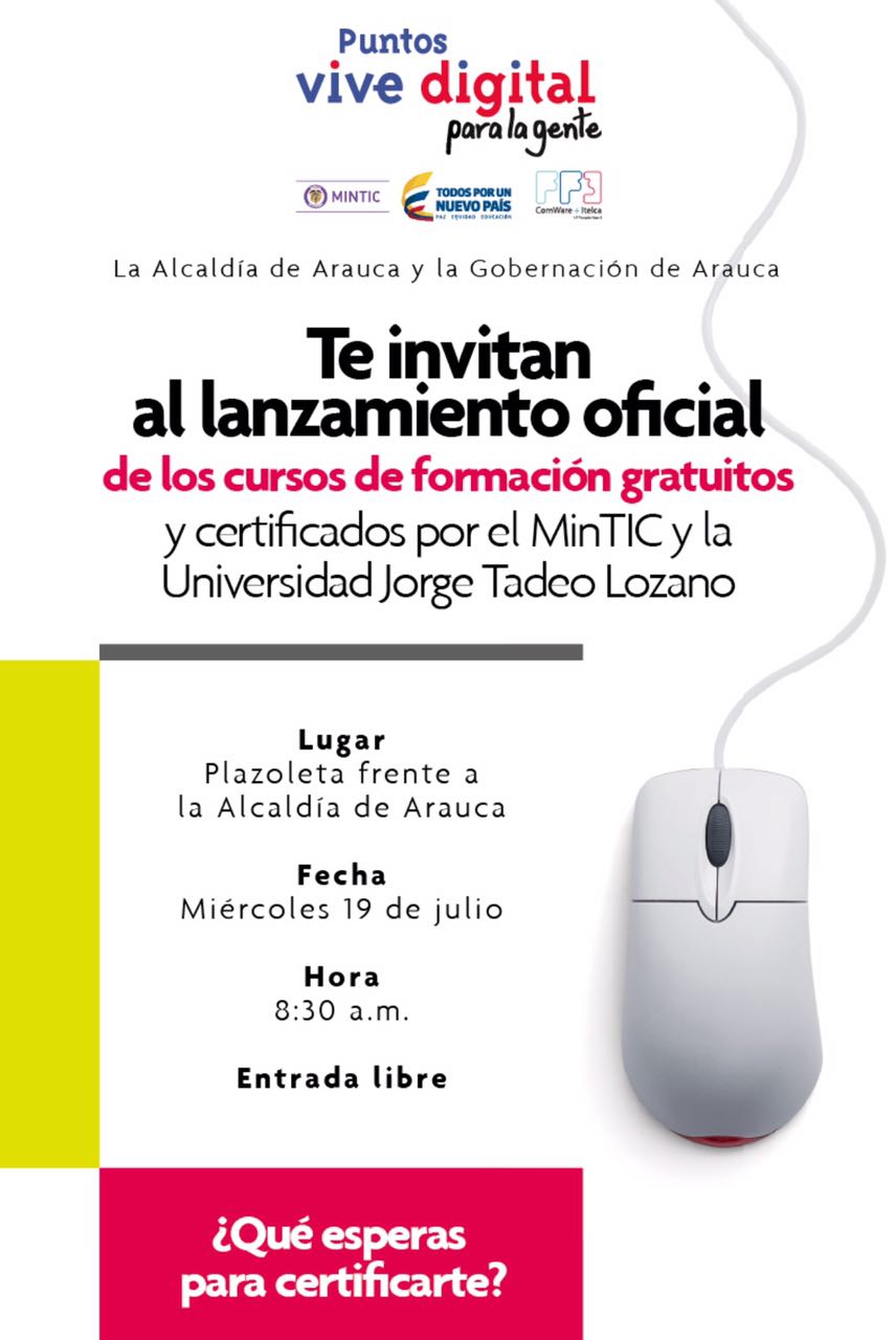 Gobernación, Alcaldía y MinTic realizarán el lanzamiento de cursos de formación