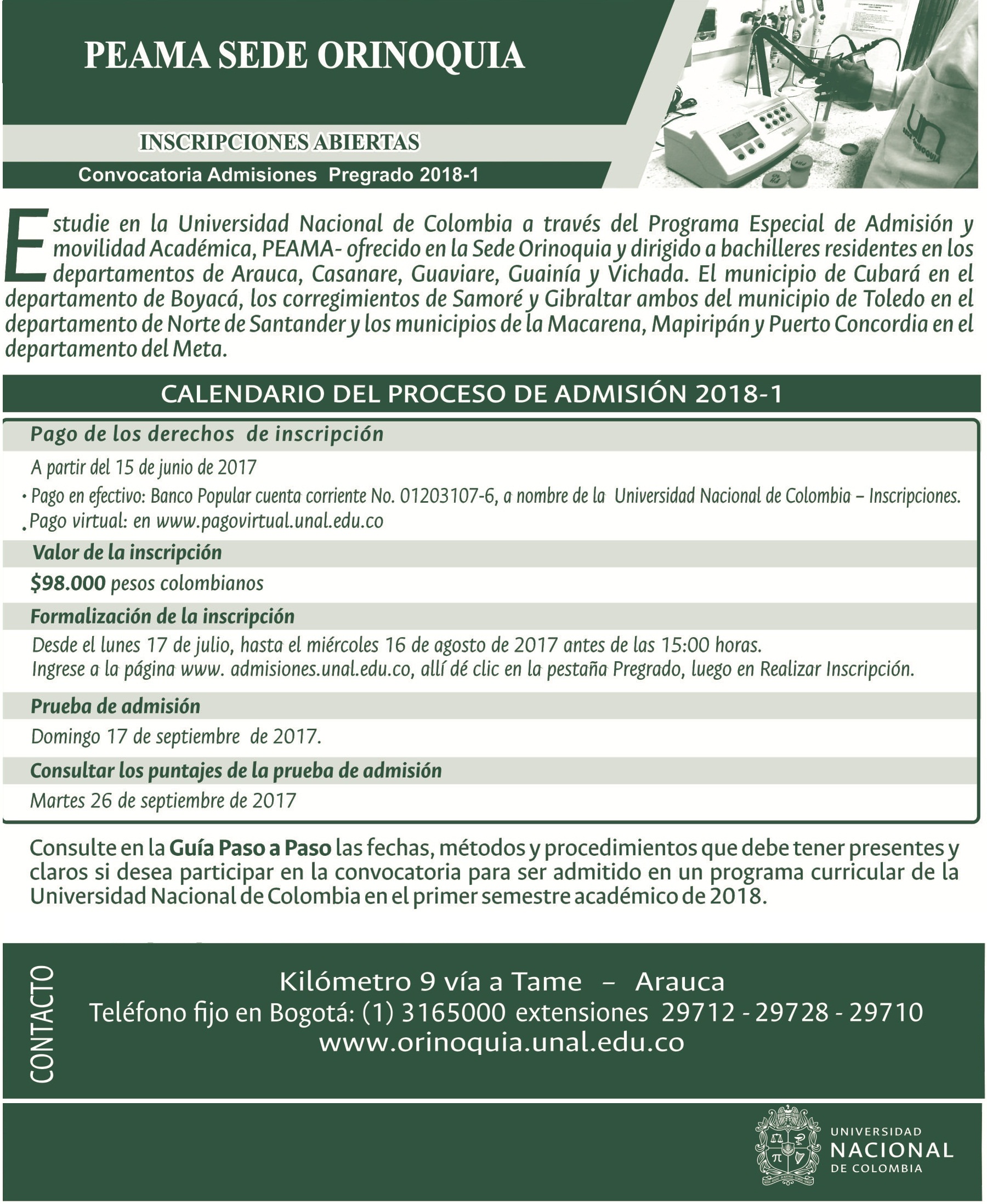 Universidad Nacional abrió inscripciones a programas de Pregrado