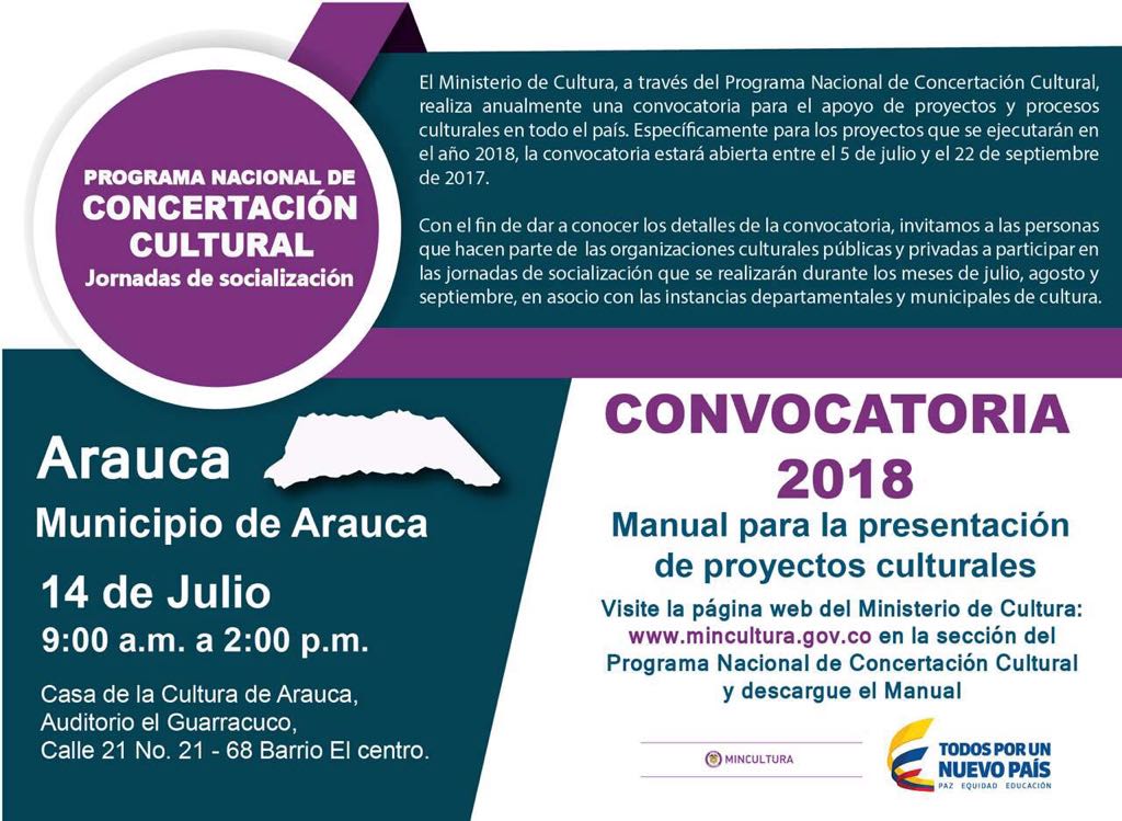 Arauca alista proyectos al Programa Nacional de Concertación Cultural