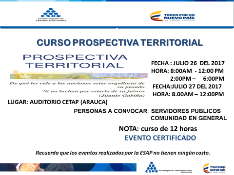 Gobernación y ESAP ofrecerán curso de prospectiva territorial