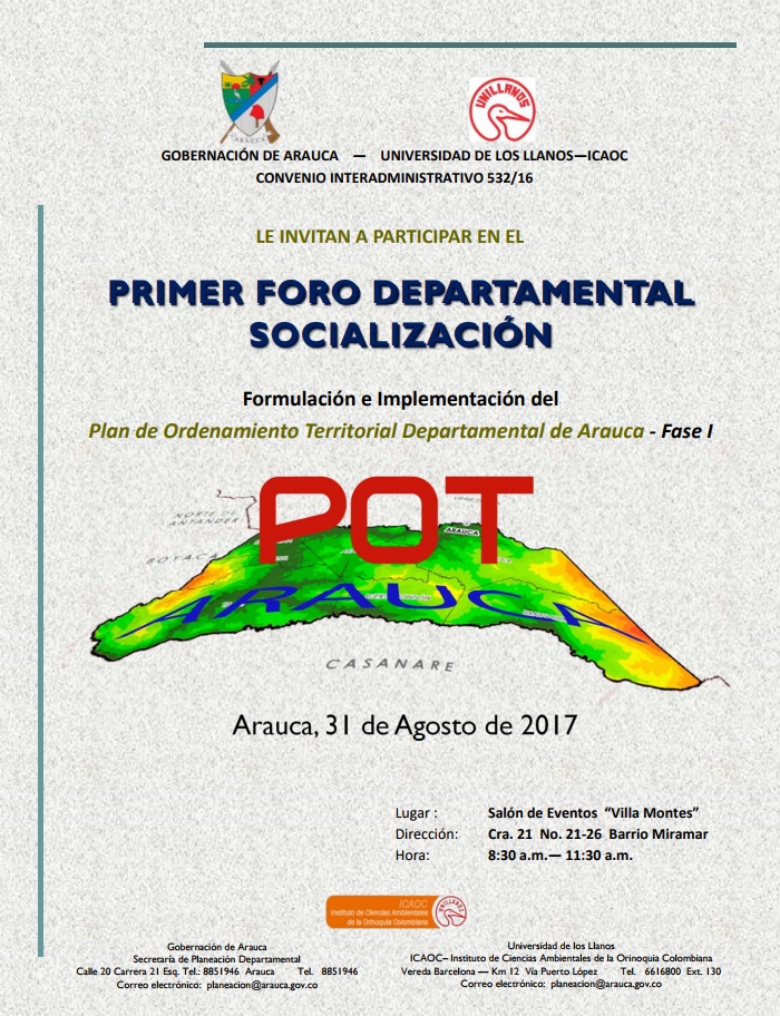 1er. Foro de Socialización «Formulación e Implementación del POT de Arauca»