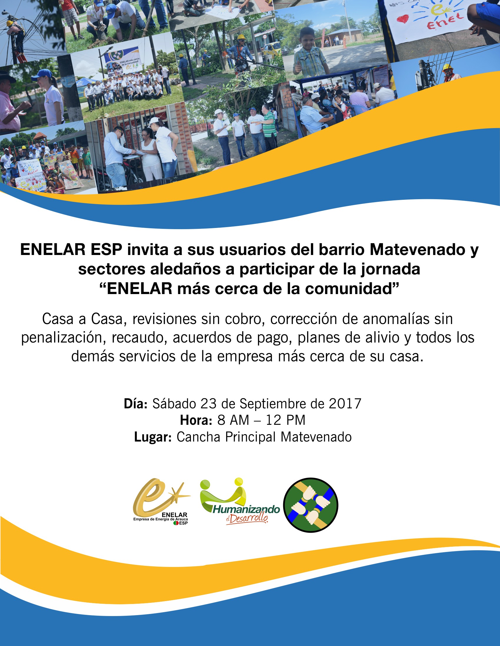 Al sector de Matevenado se traslada el programa ENELAR más cerca de la comunidad este sábado 23 de septiembre
