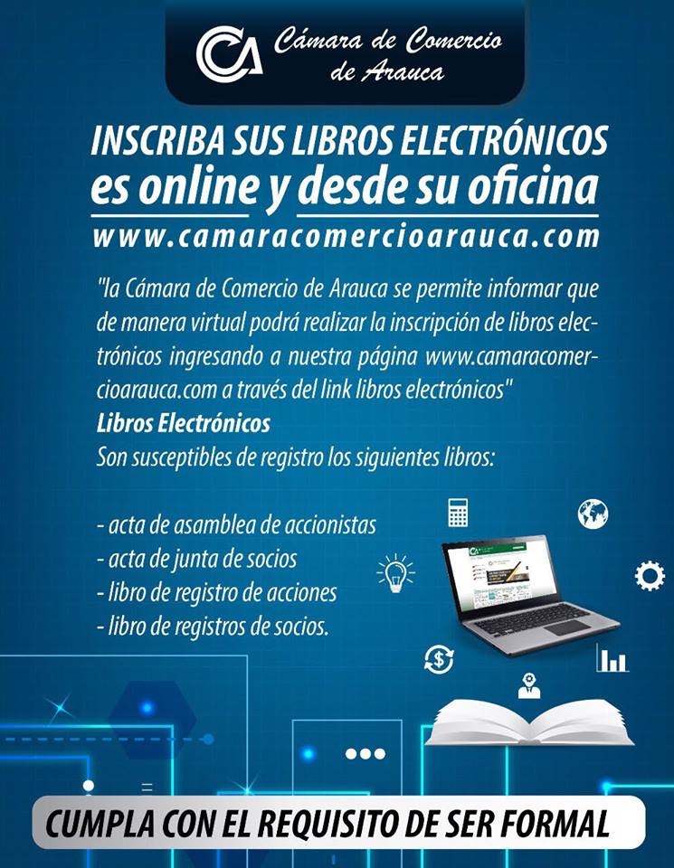 Empresarios podrán inscribir libros electrónicos en la CCA