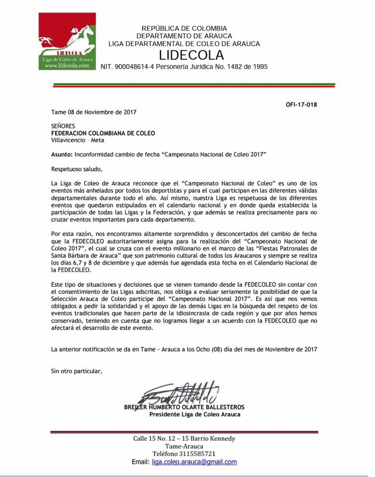 Cambio de fecha del «Campeonato Nacional de Coleo» se cruzaría con Fiestas de Arauca