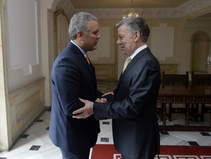 Santos se reunión con el nuevo presidente Iván Duque