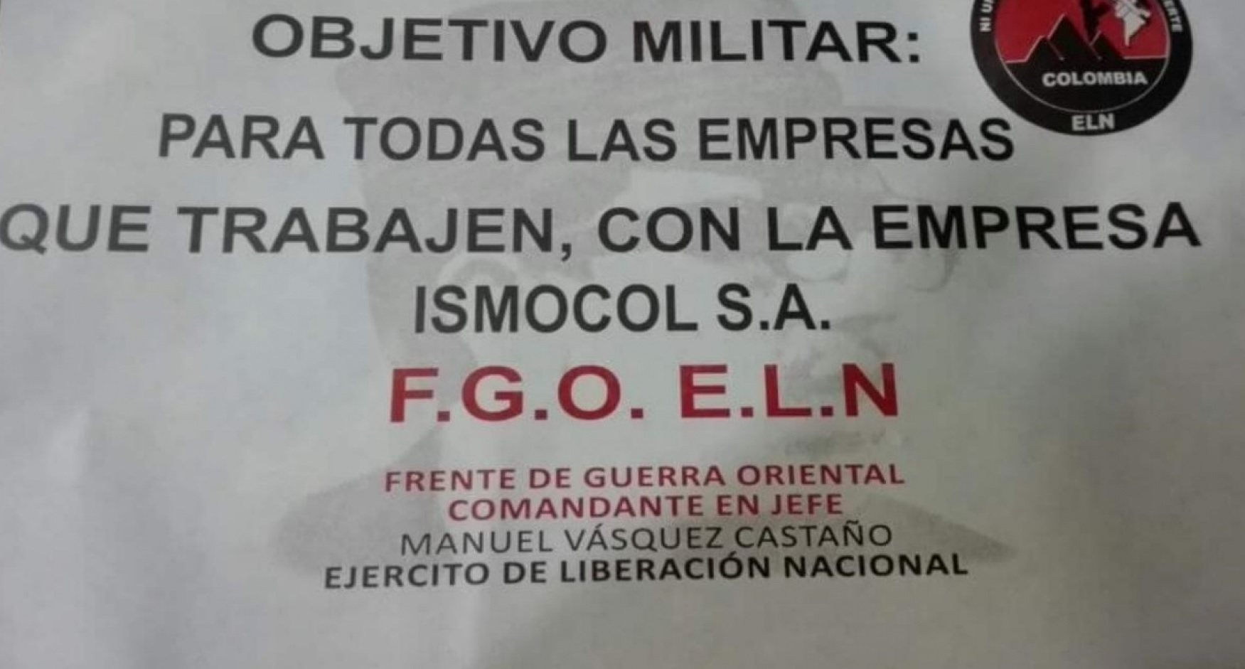 Empresas al servicio de Ismocol en la mira del ELN