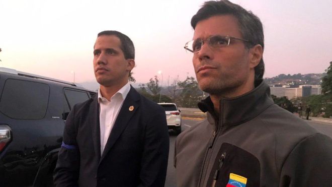 En Libertad  Leopoldo López y Guaidó dice tener el control del Ejército