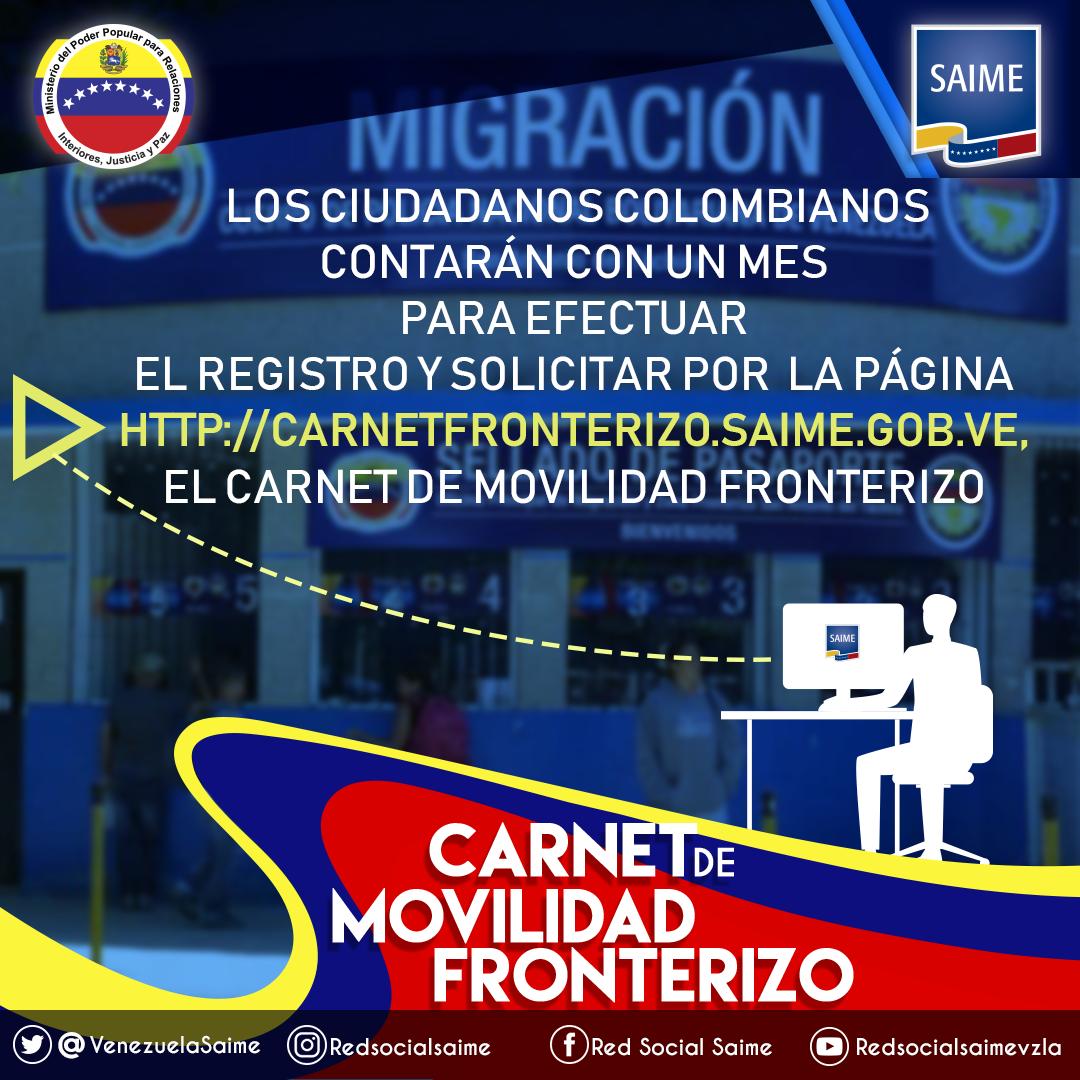 Menos de un mes tienen colombianos para tramitar carnet fronterizo