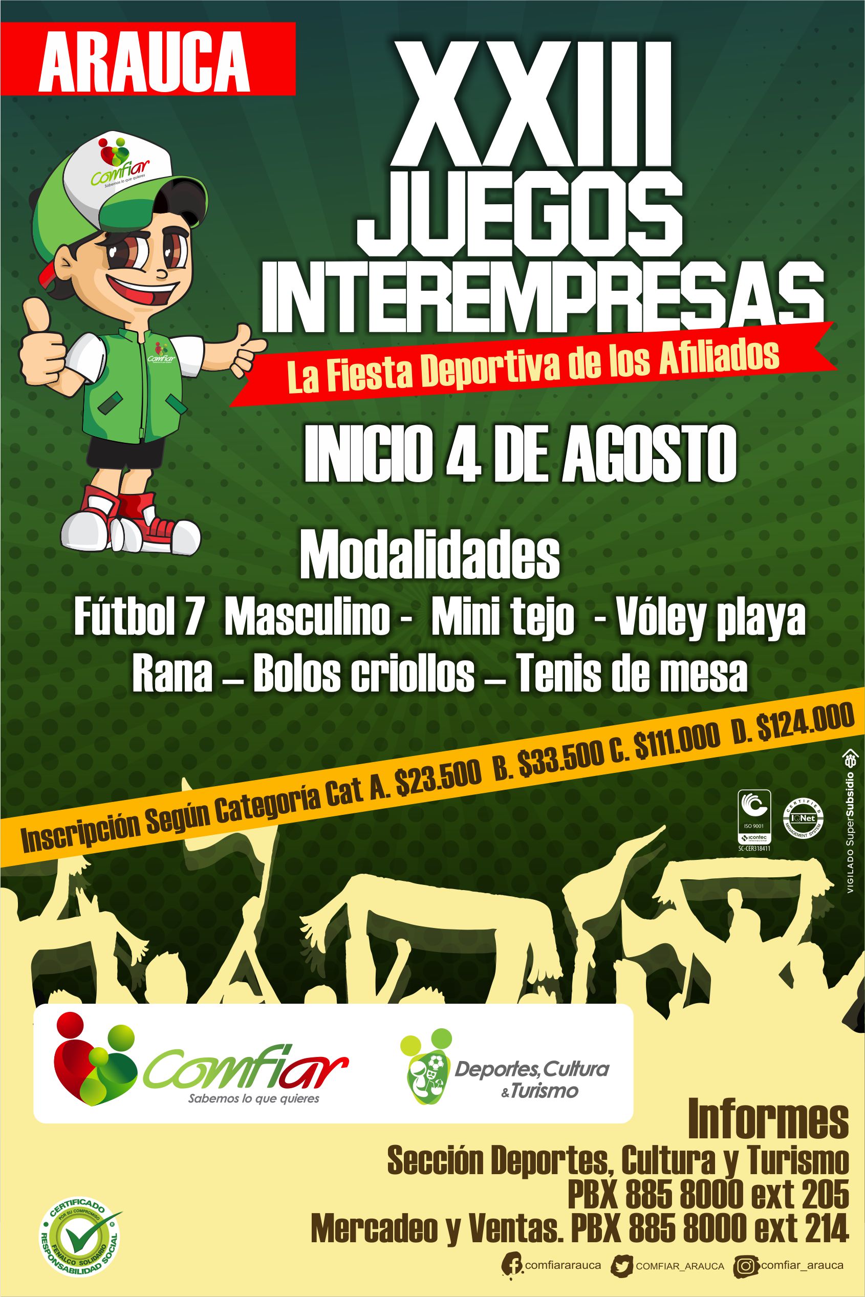 La fiesta deportiva de los afiliados a Comfiar entregará más de 12 millones de pesos en premiación