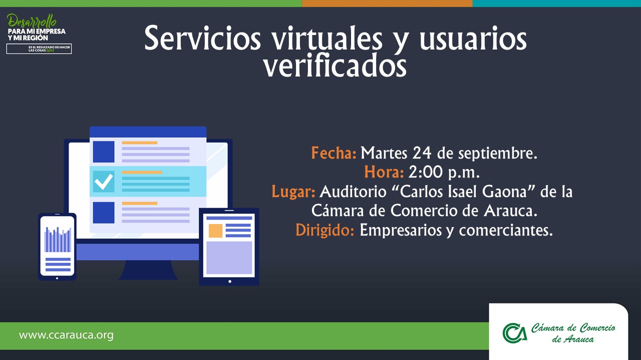 Capacitación gratuita sobre servicios virtuales y usuarios verificados ofrece Cámara de Comercio este martes 24 de septiembre