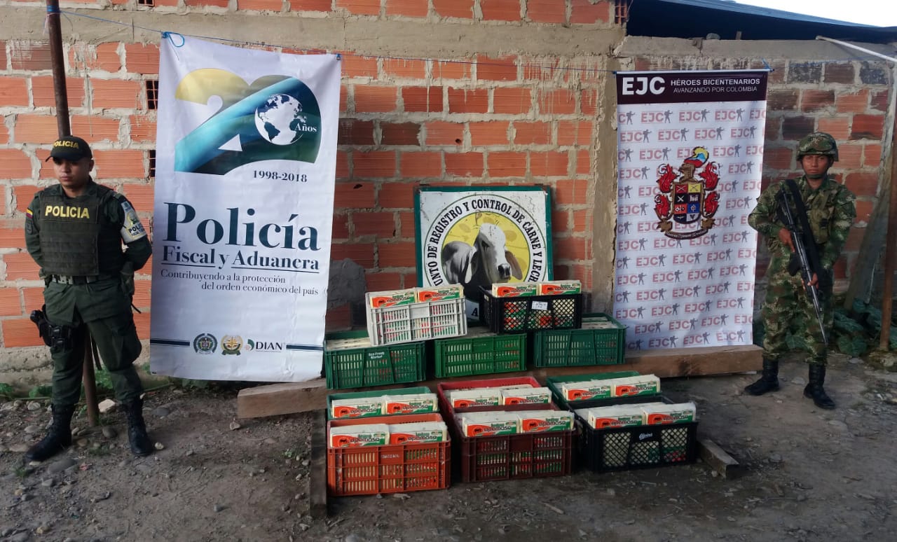 440 kilos de queso de contrabando fueron incautados en el municipio de Tame