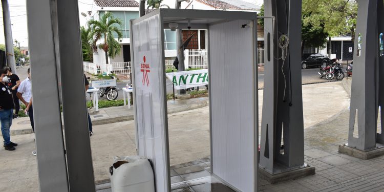 Sena Arauca instaló cabina de desinfección en la entrada del Hospital San Vicente