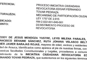 Cinco miembros del comité de revocatoria de mandato del Alcalde, desistieron de la iniciativa