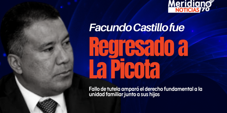 Facundo Castillo fue regresado a La Picota en Bogotá