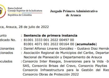 Juzgado Primero Administrativo de Arauca niega tutela que buscaba frenar contratación recursos de regalías ejecutados por Aremca