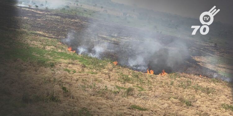 Incendios en áreas urbanas y rurales de Arauca intensifican esfuerzos de emergencia, con aeronaves desplegadas para controlar el fuego y proteger infraestructuras críticas.